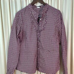J. Crew PopOver Blouse Ruffle Neck XLarge
